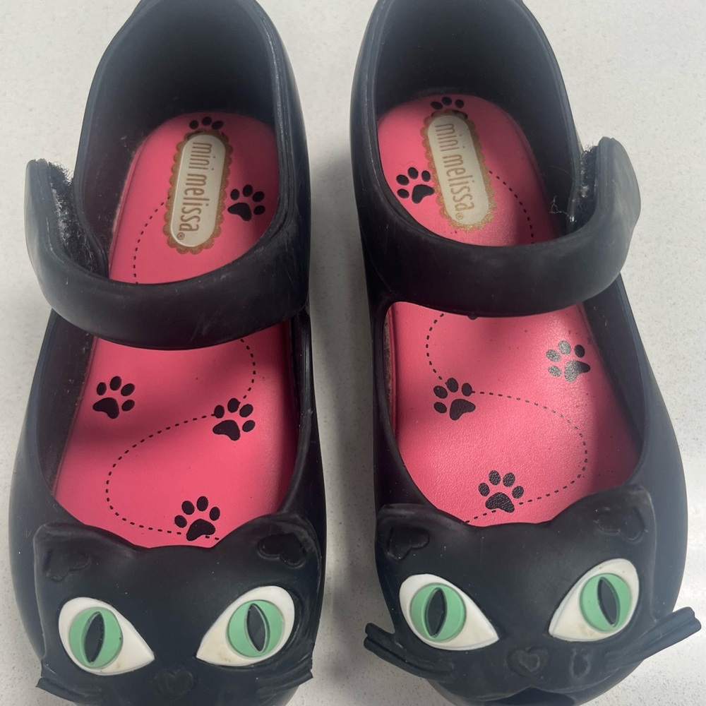 SOLD on other site. Mini Melissa Black Cat Dress Shoes for Kids